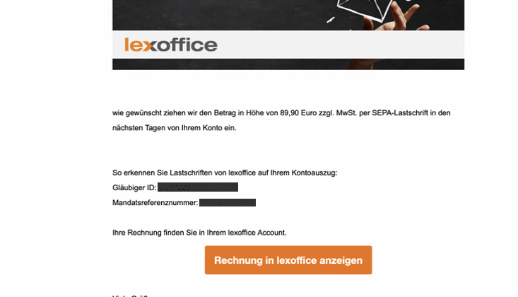 lexoffice phishing mail