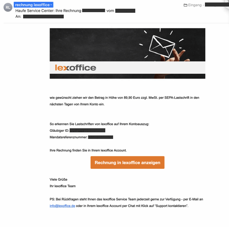 lexoffice phishing mail