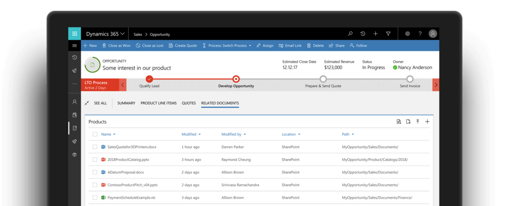 Screenshot Microsoft Dynamics