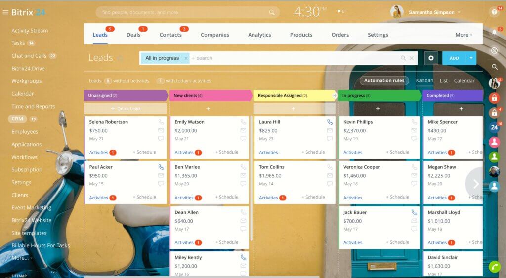 Bitrix24: All-in-One CRM & Projektmanagement für Start-ups, KMU & Teams 9 Lead Kanban